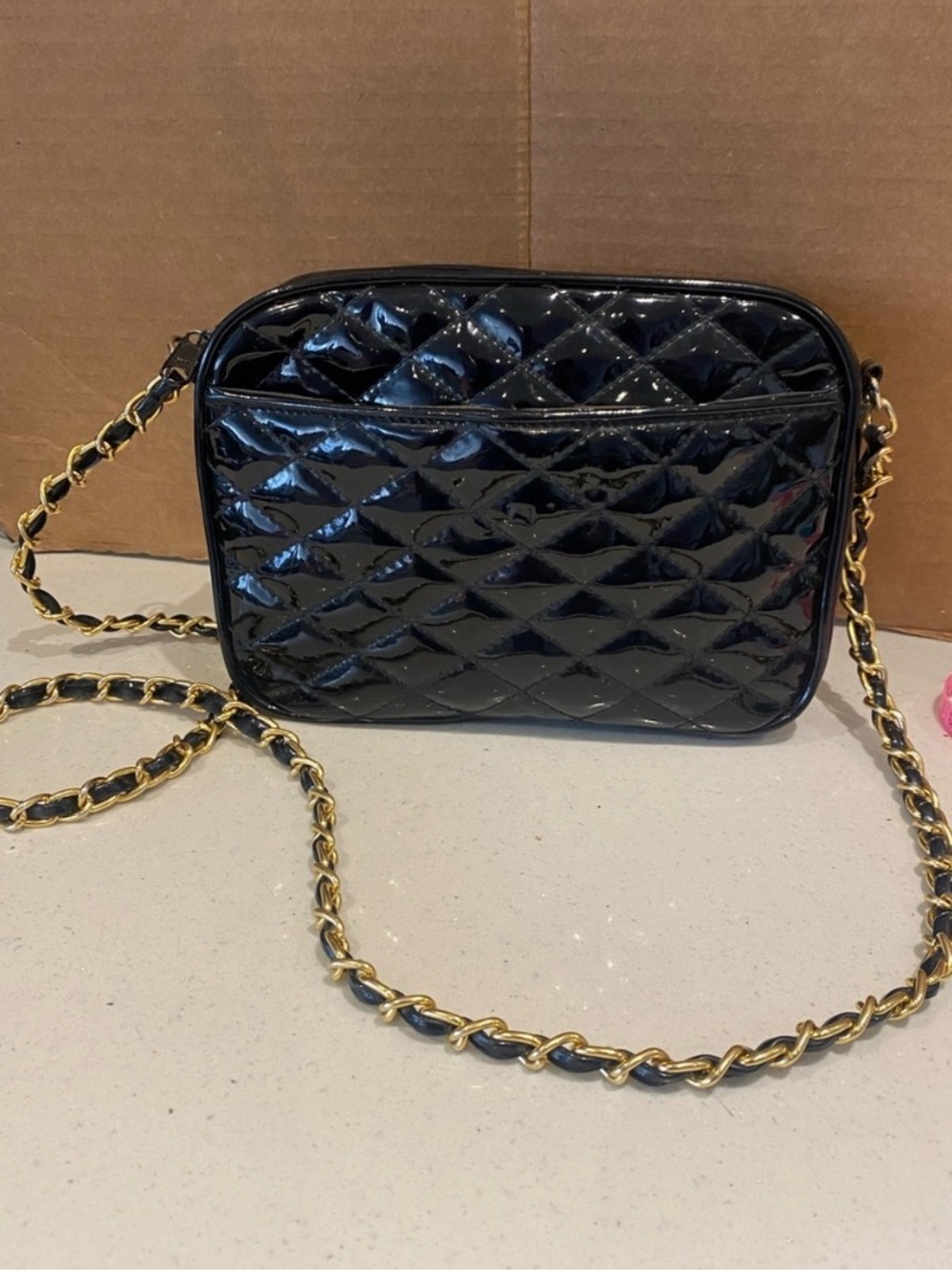 Sleek Black faux glossy bag - Picture 1 of 13